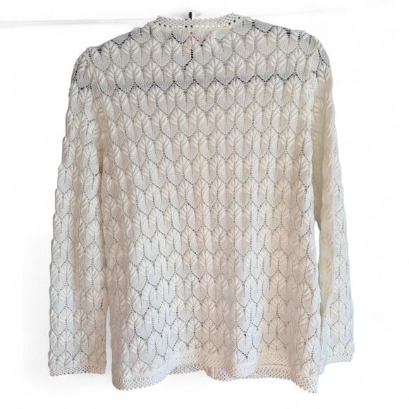 Vintage Americana Knit Leaf Pattern Cardigan size M - Picture 2 of 8